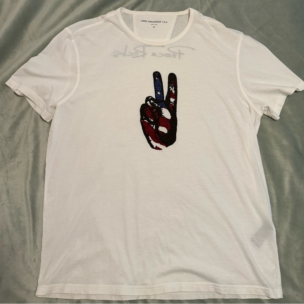 John Varvatos Flag Peace Hand Peace Rocks Tee